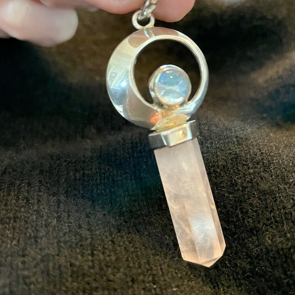 Rose Quartz and Moonstone Pendant 925